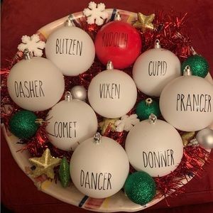 Rae Dunn Inspired Reindeer Name Christmas Ornaments